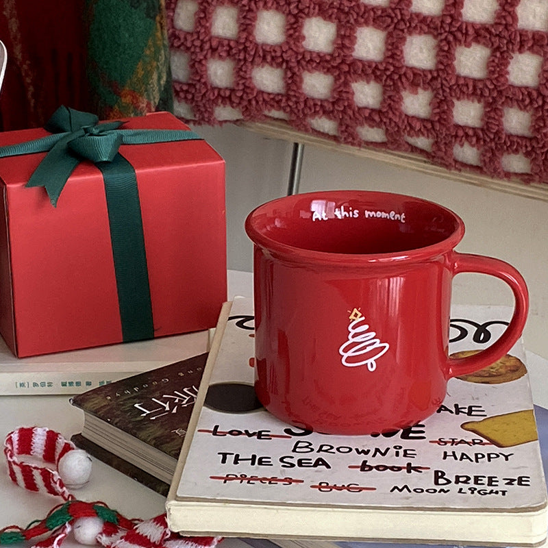 Red Ceramic Coffee Mug, Cute Love Christmas Gift for Her, Aesthetic Coffee Cup for Girlfriend, Wife or Best Friend