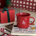 Red Ceramic Coffee Mug, Cute Love Christmas Gift for Her, Aesthetic Coffee Cup for Girlfriend, Wife or Best Friend