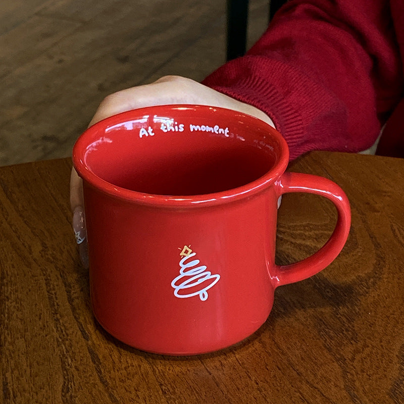 Red Ceramic Coffee Mug, Cute Love Christmas Gift for Her, Aesthetic Coffee Cup for Girlfriend, Wife or Best Friend