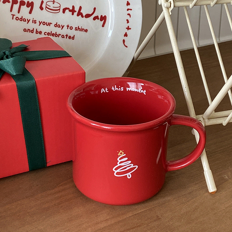 Red Ceramic Coffee Mug, Cute Love Christmas Gift for Her, Aesthetic Coffee Cup for Girlfriend, Wife or Best Friend
