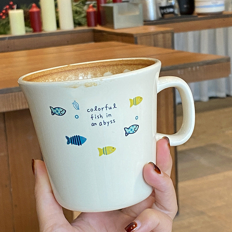 Cute Fish Ceramic Coffee Mug – Kawaii Ocean Theme Cup
