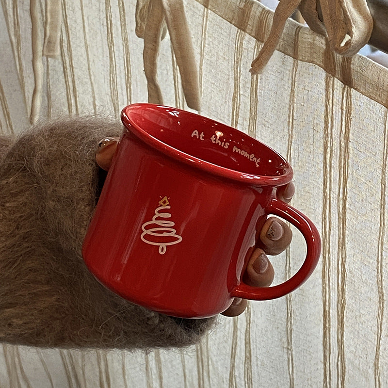 Red Ceramic Coffee Mug, Cute Love Christmas Gift for Her, Aesthetic Coffee Cup for Girlfriend, Wife or Best Friend
