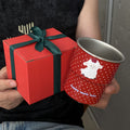 Cute Red Enamel Mug – Polka Dot Coffee Cup with Adorable Animal Design