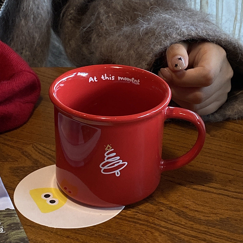 Red Ceramic Coffee Mug, Cute Love Christmas Gift for Her, Aesthetic Coffee Cup for Girlfriend, Wife or Best Friend