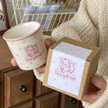 Cute Ceramic Animal Mug – Pink & Blue Polka Dot Coffee Cup