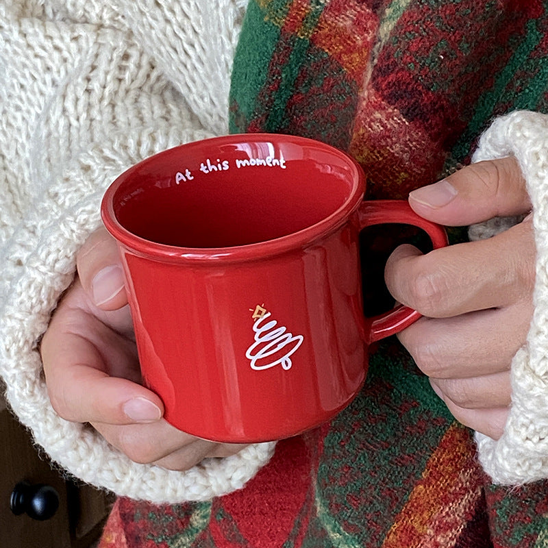 Red Ceramic Coffee Mug, Cute Love Christmas Gift for Her, Aesthetic Coffee Cup for Girlfriend, Wife or Best Friend