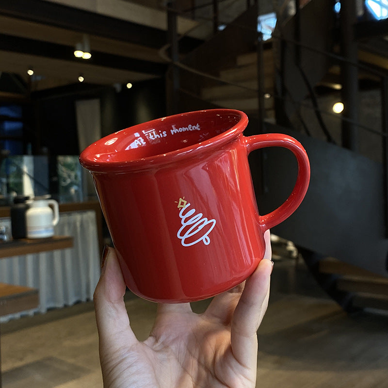 Red Ceramic Coffee Mug, Cute Love Christmas Gift for Her, Aesthetic Coffee Cup for Girlfriend, Wife or Best Friend