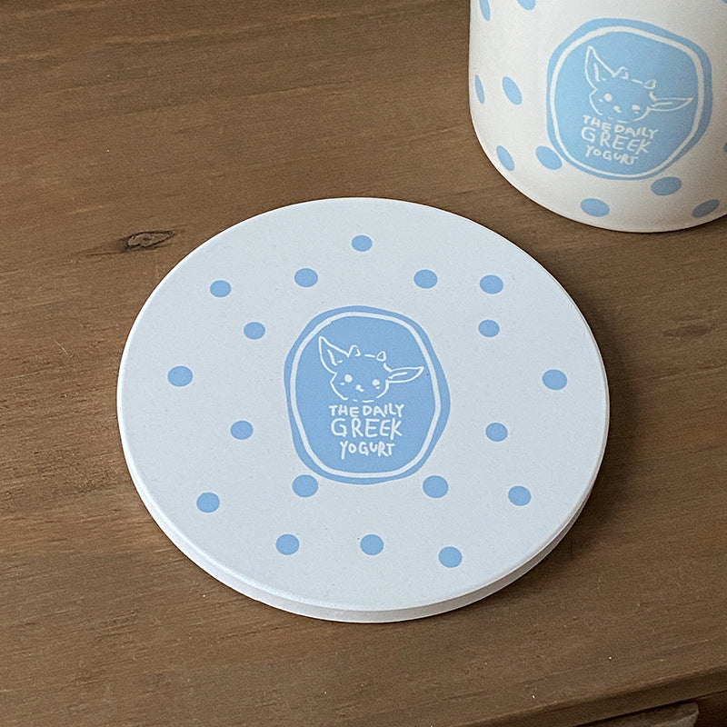 Cute Ceramic Animal Mug – Pink & Blue Polka Dot Coffee Cup